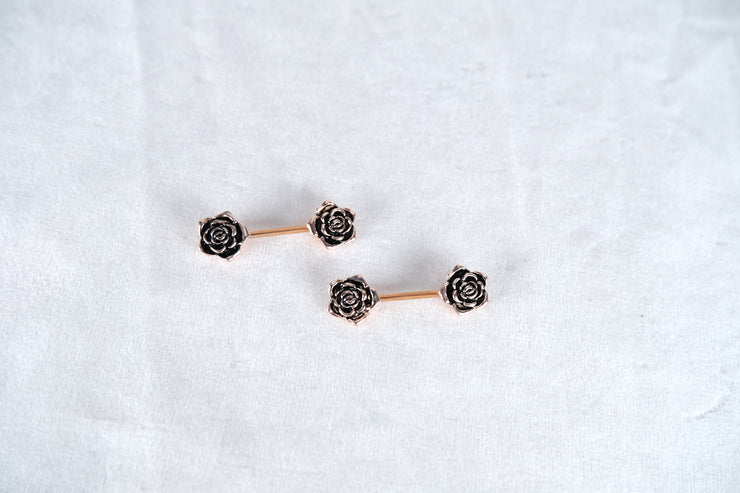 Rose Barbell Piercing Nipple Ring