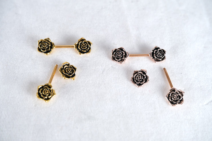 Rose Barbell Piercing Nipple Ring