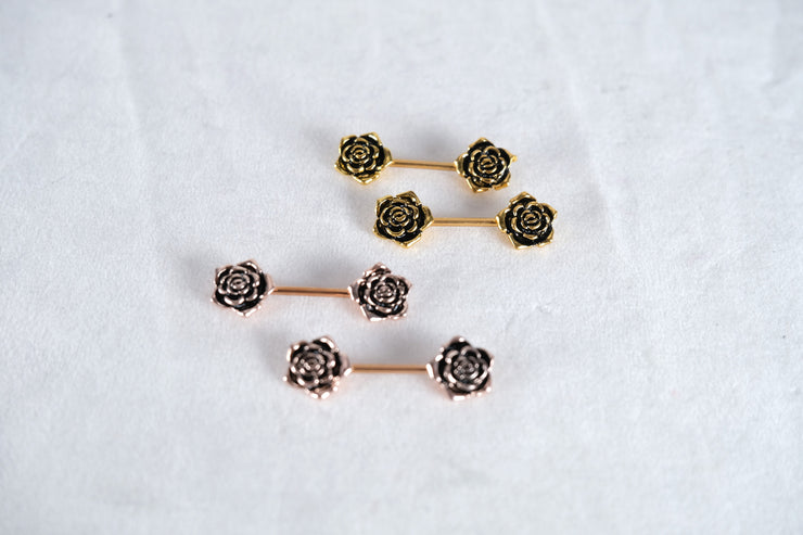 Rose Barbell Piercing Nipple Ring