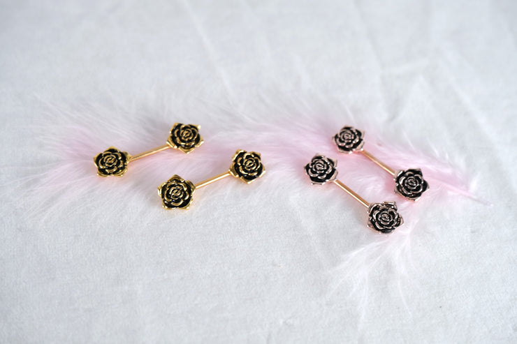 Rose Barbell Piercing Nipple Ring