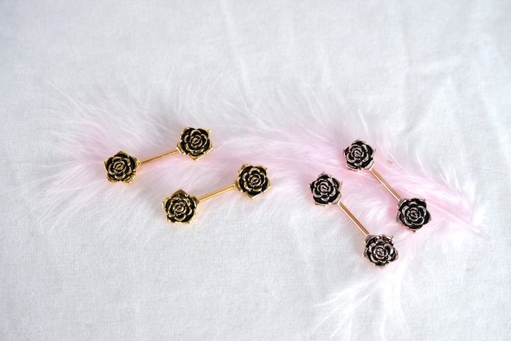 Rose Barbell Piercing Nipple Ring