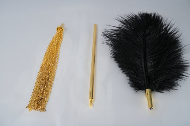 Luxurious Ostrich Feather Tickler and Metal Chain Tickler