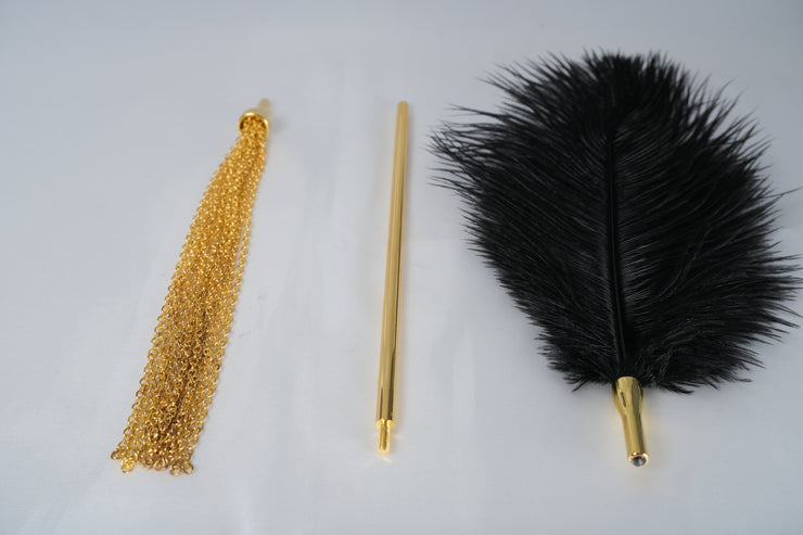 Luxurious Ostrich Feather Tickler and Metal Chain Tickler