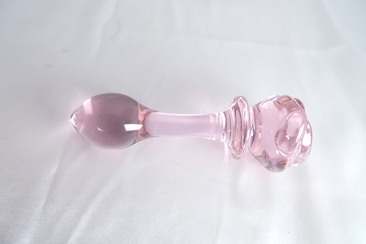 Rose Glass Flower Butt Plug