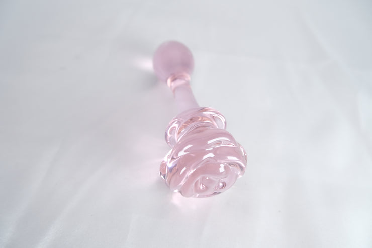 Rose Glass Flower Butt Plug