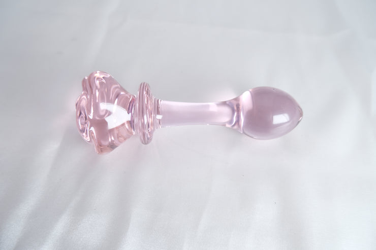 Rose Glass Flower Butt Plug