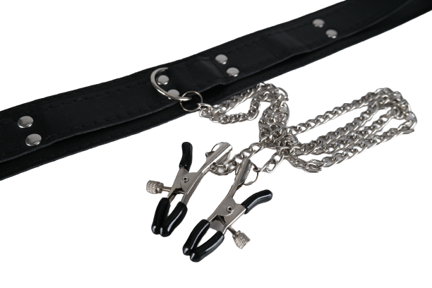 Slave Collar with Adjustable Nipple clamps
