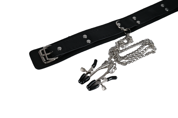 Slave Collar with Adjustable Nipple clamps