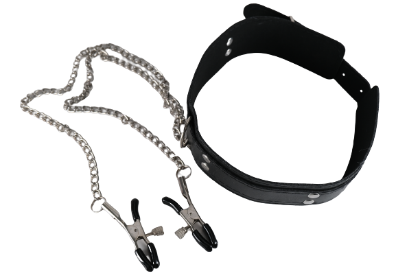 Slave Collar with Adjustable Nipple clamps
