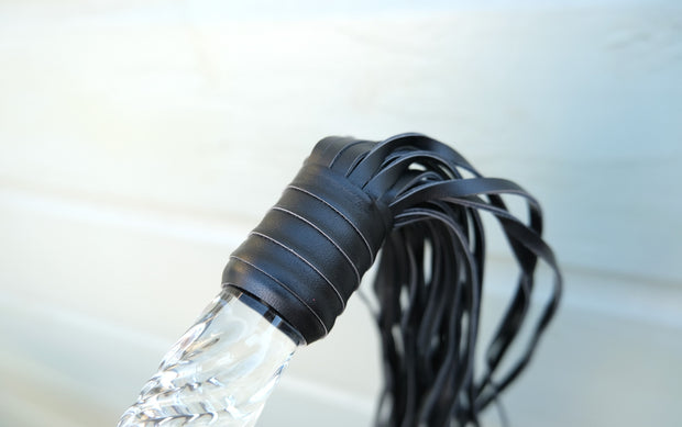Glass Penis Handle Leather Tails Whip