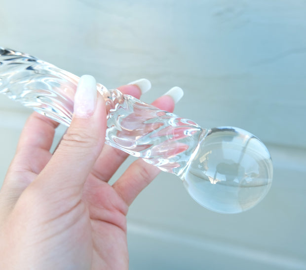 Glass Penis Handle Leather Tails Whip