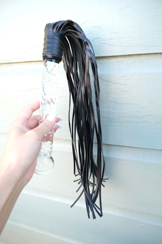 Glass Penis Handle Leather Tails Whip
