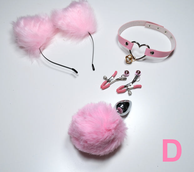 Pink Pet Play Bell Sex Toys Set