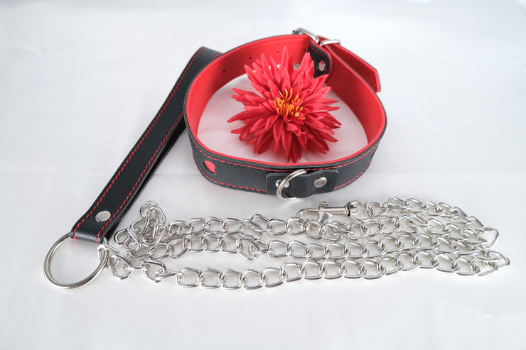 Leather Collar with Chain