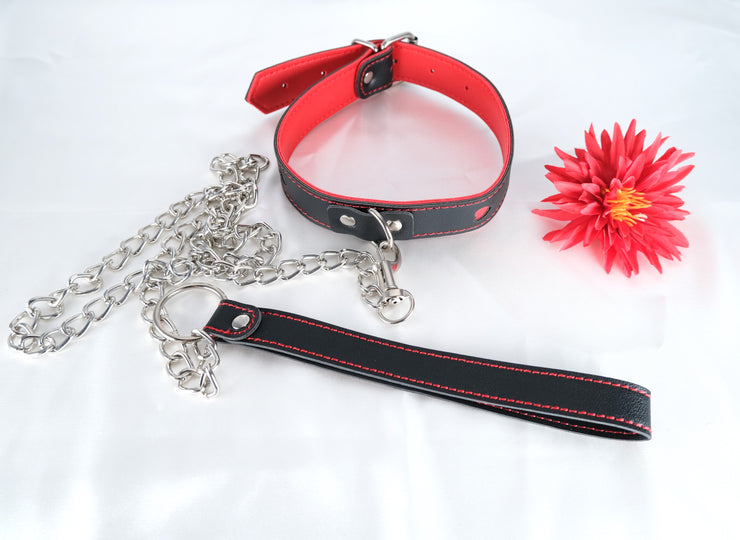 Leather Collar with Chain