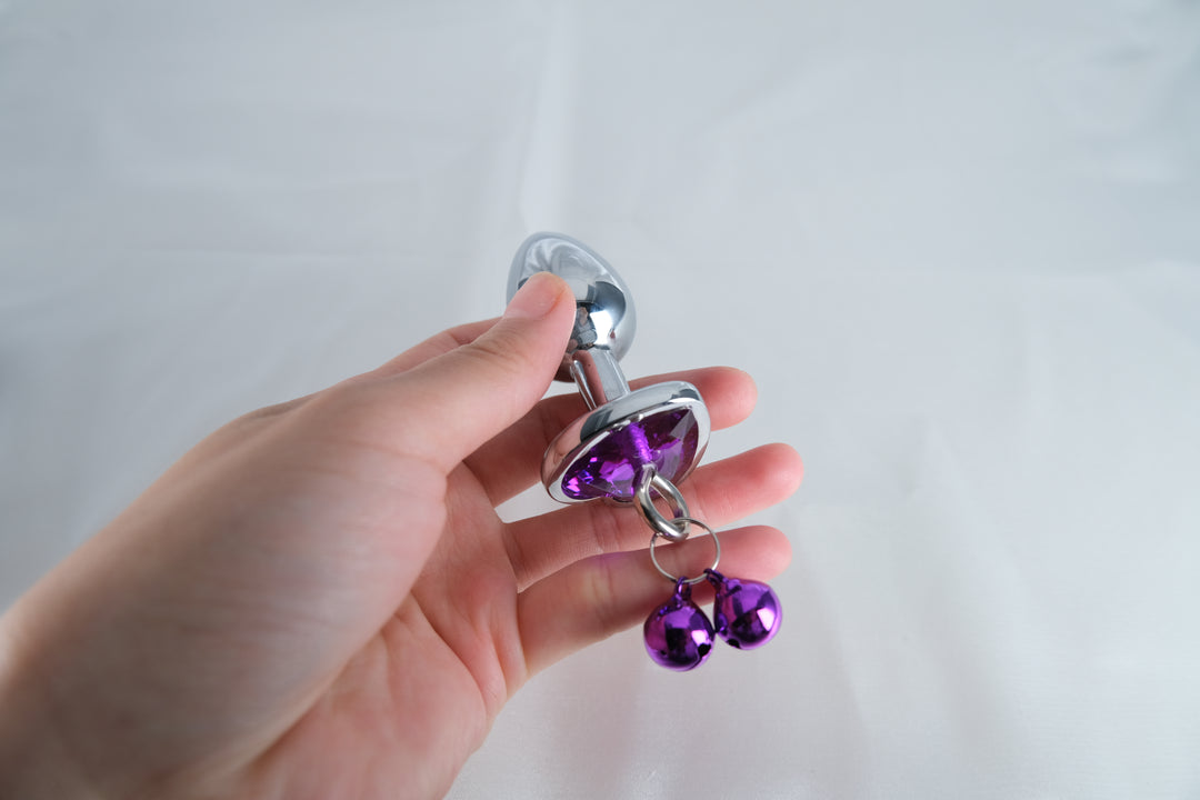 Jeweled Butt Plug with Chain Lead LoveOrigin Jeweled Butt Plug with Chain Lead LoveOrigin