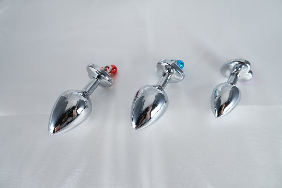 Jeweled Butt Plug with Chain Lead LoveOrigin Jeweled Butt Plug with Chain Lead LoveOrigin