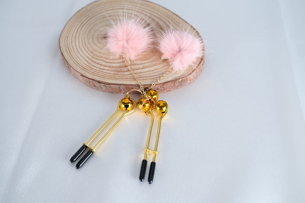 Nipple Clamp With Small Plush Ball Pendant