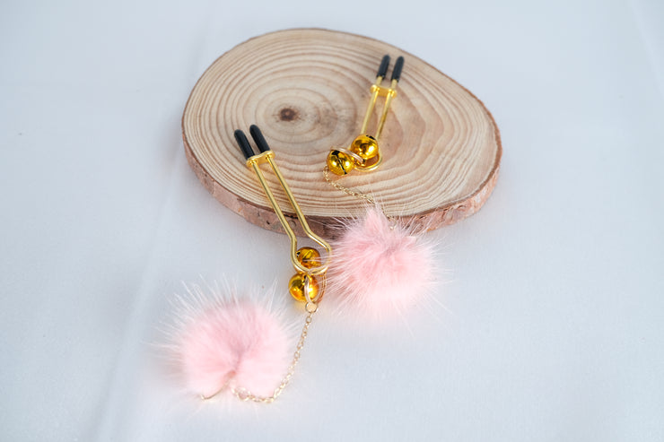 Nipple Clamp With Small Plush Ball Pendant