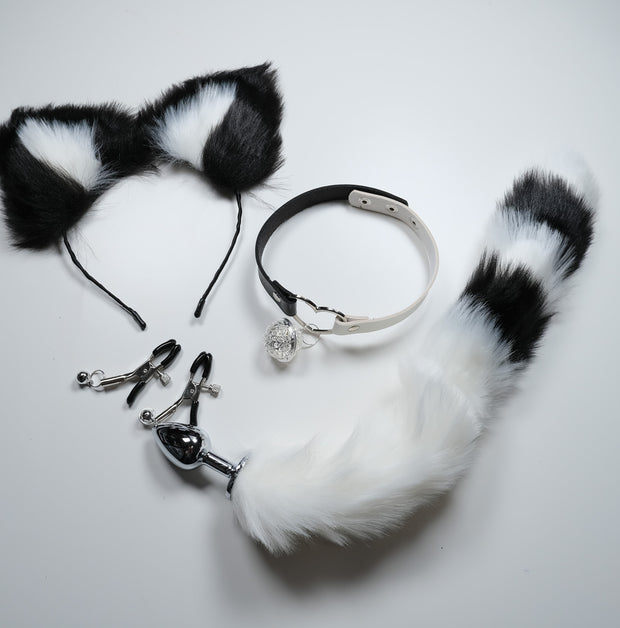 Black White Pet Play Bell Sex Toys Set