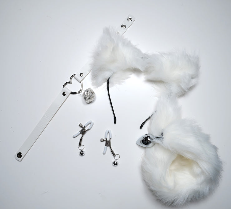 White Pet Play Bell Sex Toys Set