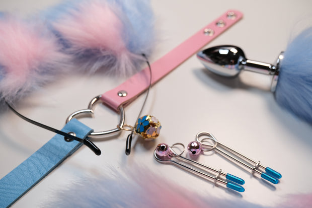 Blue Pink Pet Play Bell Sex Toys Set