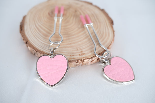 Pink Nipple Clamps With Heart Sexy Adjustable Clips