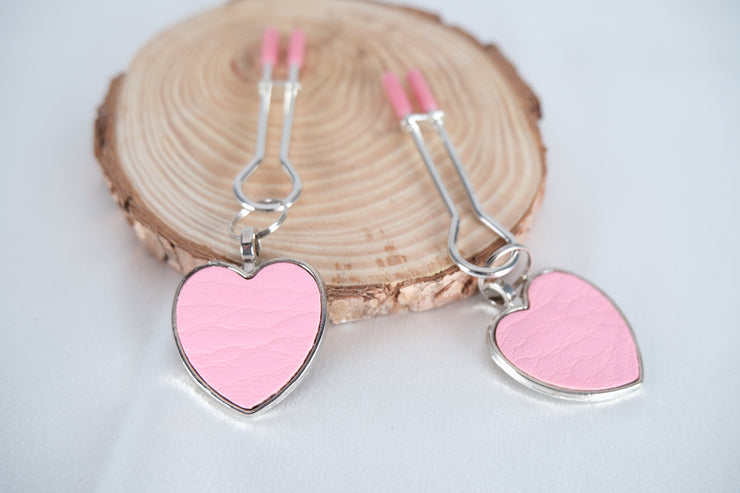 Pink Nipple Clamps With Heart Sexy Adjustable Clips