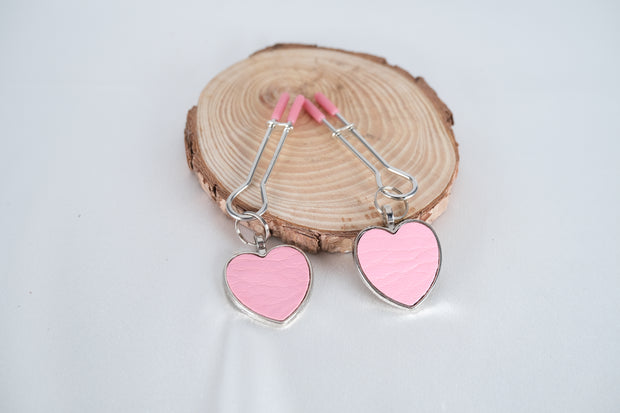 Pink Nipple Clamps With Heart Sexy Adjustable Clips
