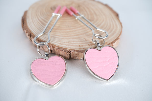 Pink Nipple Clamps With Heart Sexy Adjustable Clips