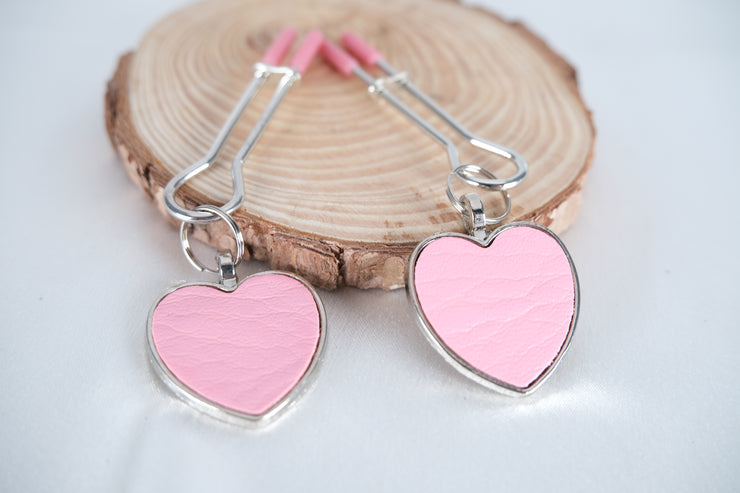 Pink Nipple Clamps With Heart Sexy Adjustable Clips