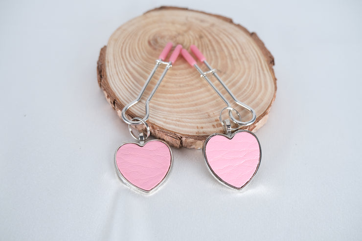 Pink Nipple Clamps With Heart Sexy Adjustable Clips