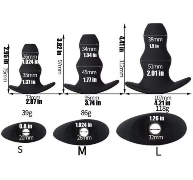 Silicone Hollow Butt Plug Anal Plug Massager Dildo