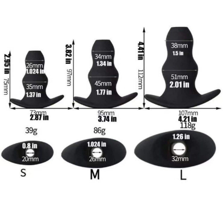 Silicone Hollow Butt Plug Anal Plug Massager Dildo