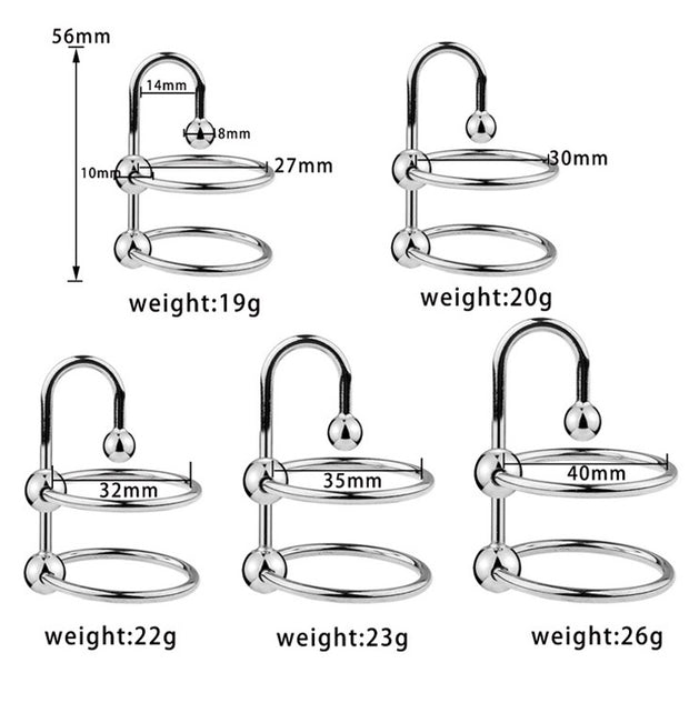 Double Cock Rings with Urethral Sounds Ball