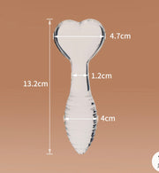 Cute Glass Heart Shape-Based Massage Dildo