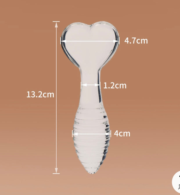 Cute Glass Heart Shape-Based Massage Dildo