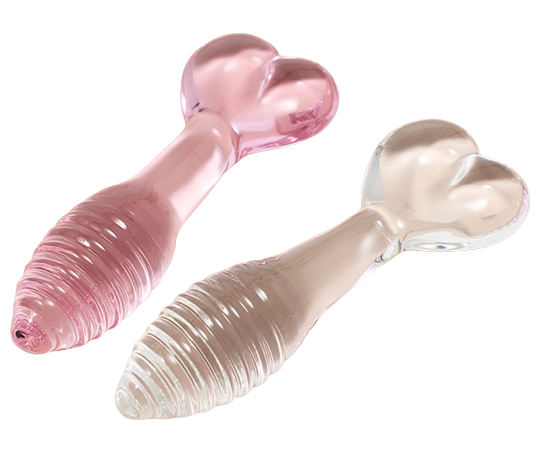 Cute Glass Heart Shape-Based Massage Dildo