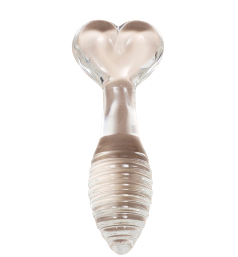 Cute Glass Heart Shape-Based Massage Dildo