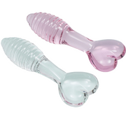 Cute Glass Heart Shape-Based Massage Dildo