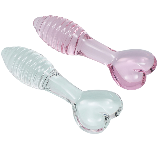 Cute Glass Heart Shape-Based Massage Dildo